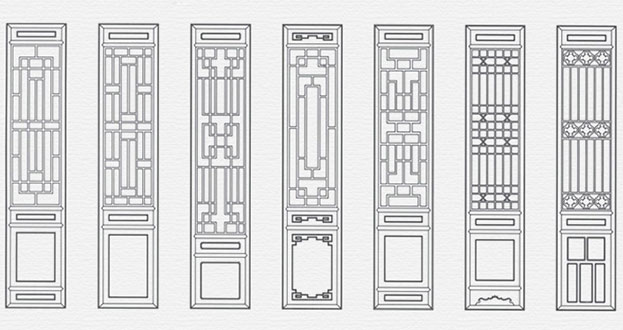 双湖常用中式仿古花窗图案隔断设计图